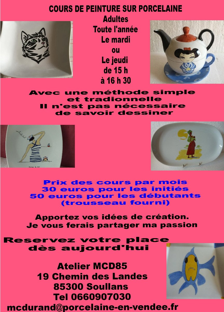 COURS DE PEINTURE SUR PORCELAINE sur le site d’ARTactif