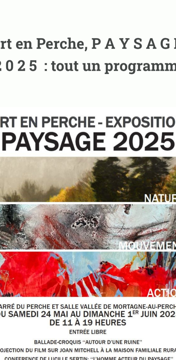 PAYSAGE 2025 ART EN PERCHE sur le site d’ARTactif