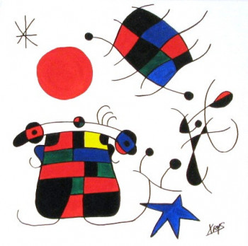 Œuvre contemporaine nommée « Hommage à Miro 8 », Réalisée par C.BELLINI