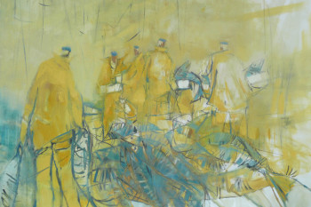 Œuvre contemporaine nommée « débarquement de la pêche », Réalisée par MARIE-HéLèNE PUGET
