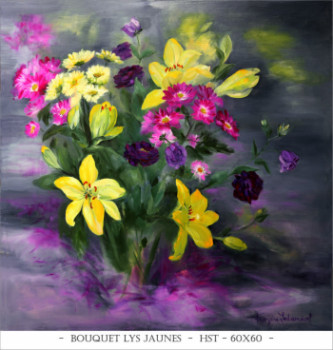 Œuvre contemporaine nommée « Bouquet Lys jaunes », Réalisée par FRANçOISE LEDAMOISEL