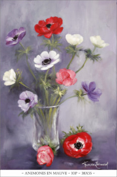 Œuvre contemporaine nommée « Anemones en mauve », Réalisée par FRANçOISE LEDAMOISEL