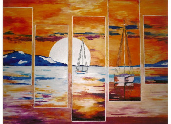 Œuvre contemporaine nommée « Crépuscule sur la Baie », Réalisée par DOMINIQUE D'AGOSTINO