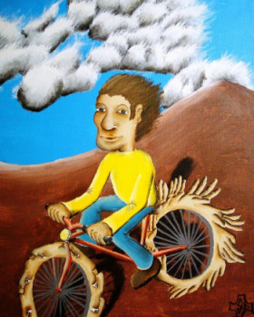 Œuvre contemporaine nommée « La bicyclette rouge », Réalisée par EDOUARD LERUSTE