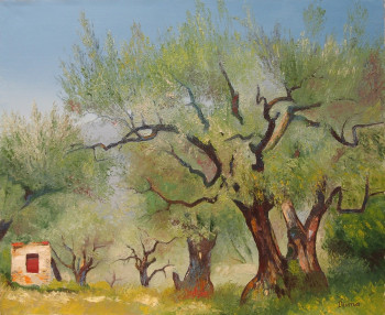 Œuvre contemporaine nommée « Les oliviers », Réalisée par MARCEL DUMAS