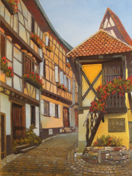 Œuvre contemporaine nommée « Couleurs d'Alsace (Eguisheim) », Réalisée par MARCEL DUMAS