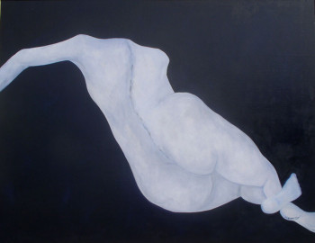 Œuvre contemporaine nommée « Le nu allongé blanc sur banquette noire », Réalisée par FRANçOISE COEURET