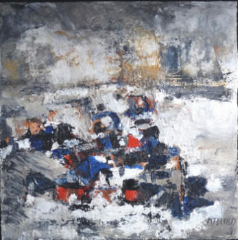 Œuvre contemporaine nommée « port en hiver », Réalisée par MARIE JOSéPHE DEVISMES