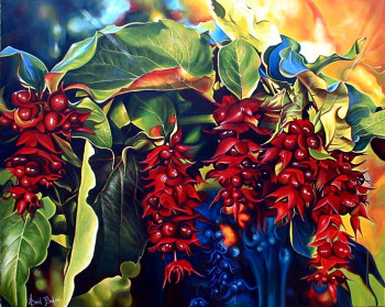 Œuvre contemporaine nommée « Grappes rouges », Réalisée par BANGIL BOULAIN