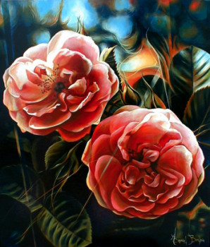 Œuvre contemporaine nommée « Les 2 Roses », Réalisée par BANGIL BOULAIN