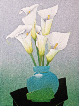 Œuvre contemporaine nommée « Bouquet d'arums », Réalisée par JEAN CLAUDE MAUREL