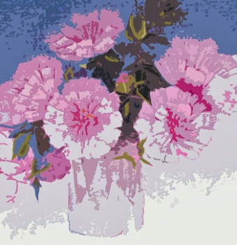 Œuvre contemporaine nommée « Bouquet de pivoines », Réalisée par JEAN CLAUDE MAUREL