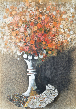 Œuvre contemporaine nommée « Bouquet rouge », Réalisée par JEAN CLAUDE MAUREL