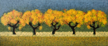 Œuvre contemporaine nommée « Ceps de vigne en automne », Réalisée par JEAN CLAUDE MAUREL