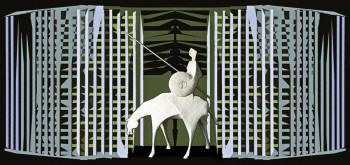Œuvre contemporaine nommée « Don Quichotte devant la grille 02 », Réalisée par JEAN CLAUDE MAUREL