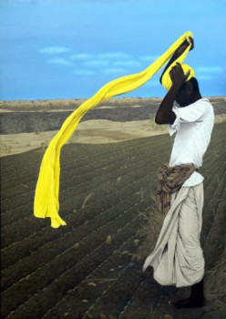 Œuvre contemporaine nommée « Foulard dans le désert du THAR », Réalisée par JEAN CHOUET