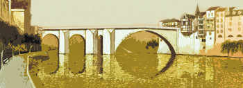 Œuvre contemporaine nommée « Villeneuve Sur Lot - Le Pont Vieux », Réalisée par JEAN CLAUDE MAUREL