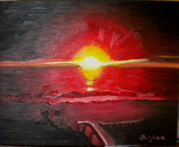 Œuvre contemporaine nommée « coucher de soleil Biscarosse », Réalisée par LUIGINA