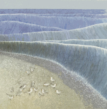 Œuvre contemporaine nommée « La plage aux mouettes », Réalisée par JEAN CLAUDE MAUREL