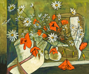Œuvre contemporaine nommée « Bouquet au chapeau », Réalisée par JEAN CLAUDE MAUREL