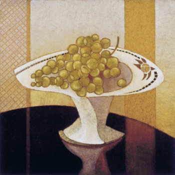Œuvre contemporaine nommée « Compotier à la grappe de raisins », Réalisée par JEAN CLAUDE MAUREL
