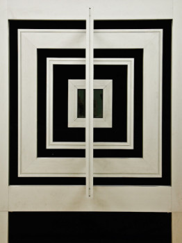 Œuvre contemporaine nommée « Cinq carrés concentriques avec rotation axe vertical 02 », Réalisée par JEAN CLAUDE MAUREL