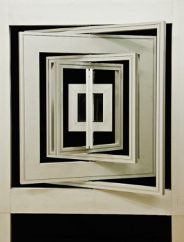 Œuvre contemporaine nommée « Cinq carrés concentriques avec rotation axe vertical 03 », Réalisée par JEAN CLAUDE MAUREL
