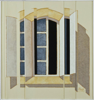 Œuvre contemporaine nommée « Fenêtre fond jaune », Réalisée par JEAN CLAUDE MAUREL