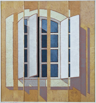 Œuvre contemporaine nommée « Fenêtre fond ocre rouge », Réalisée par JEAN CLAUDE MAUREL