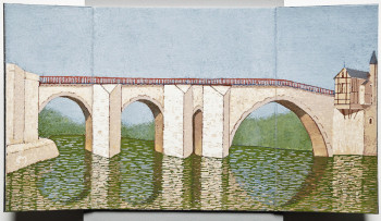 Œuvre contemporaine nommée « Villeneuve sur Lot Pont Vieux (ouvert) », Réalisée par JEAN CLAUDE MAUREL