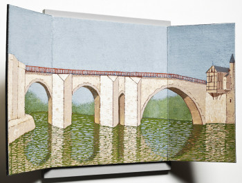 Œuvre contemporaine nommée « Villeneuve sur Lot Pont Vieux (ouvert) », Réalisée par JEAN CLAUDE MAUREL