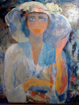 Œuvre contemporaine nommée « Femme au chapeau blanc », Réalisée par GUILLOU