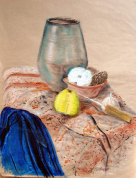 Œuvre contemporaine nommée « Nature morte au vase bleu », Réalisée par GUILLOU