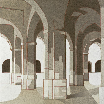 Œuvre contemporaine nommée « Sous la halle de Fleurance (Gers) », Réalisée par JEAN CLAUDE MAUREL