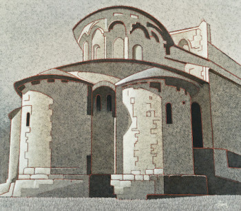 Œuvre contemporaine nommée « Eglise de St Urcize ( Aveyron ) », Réalisée par JEAN CLAUDE MAUREL