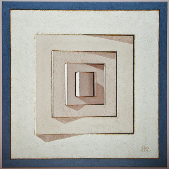 Œuvre contemporaine nommée « Rotation de 5 carrés concentriques 01 », Réalisée par JEAN CLAUDE MAUREL