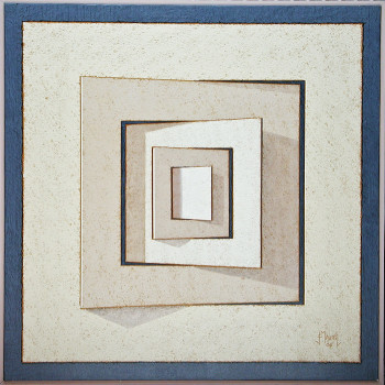 Œuvre contemporaine nommée « Rotation de 5 carrés concentriques 02 », Réalisée par JEAN CLAUDE MAUREL