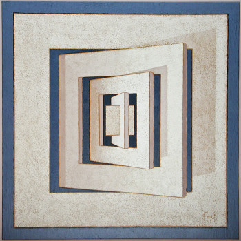 Œuvre contemporaine nommée « Rotation de 5 carrés concentriques 03 », Réalisée par JEAN CLAUDE MAUREL