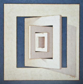 Œuvre contemporaine nommée « Rotation de 5 carrés concentriques 04 », Réalisée par JEAN CLAUDE MAUREL