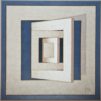 Œuvre contemporaine nommée « Rotation de 5 carrés concentriques 05 », Réalisée par JEAN CLAUDE MAUREL