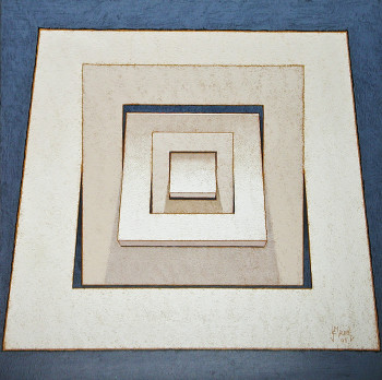 Œuvre contemporaine nommée « Rotation de 5 carrés concentriques 06 », Réalisée par JEAN CLAUDE MAUREL