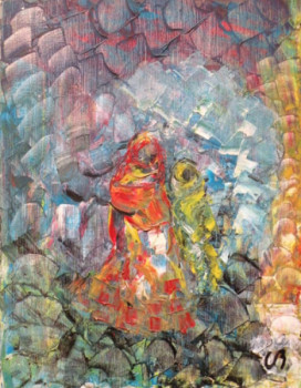 Œuvre contemporaine nommée « Femmes en sari », Réalisée par CATHERINE BERTINETTI
