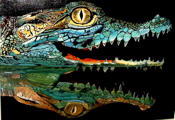 Œuvre contemporaine nommée « le bébé crocodile », Réalisée par ROLAND CHAIGNE