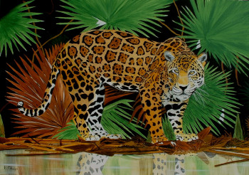 Œuvre contemporaine nommée « le jaguar », Réalisée par ROLAND CHAIGNE
