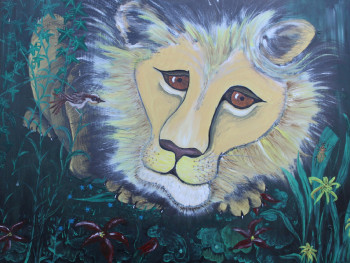 Œuvre contemporaine nommée « lion mélancolique », Réalisée par SYLVIE RABATEL