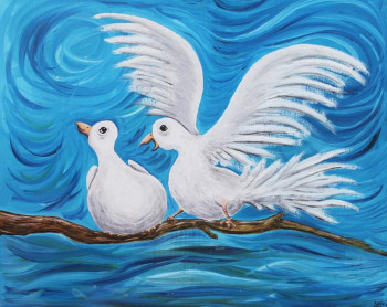 Œuvre contemporaine nommée « colombes », Réalisée par SYLVIE RABATEL