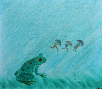 Œuvre contemporaine nommée « grenouille rieuse », Réalisée par SYLVIE RABATEL