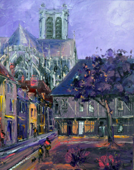 Œuvre contemporaine nommée « rue Philbois et la cathédrale  TROYES  aube  10 », Réalisée par GEBO