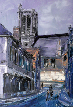 Œuvre contemporaine nommée « rue de la Crosse  et la cathédrale  TROYES aube  10 », Réalisée par GEBO