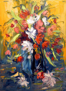 Œuvre contemporaine nommée « bouquet de fleurs », Réalisée par GEBO